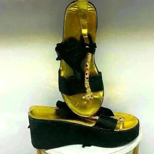 Black Platform sandal with rhinestones